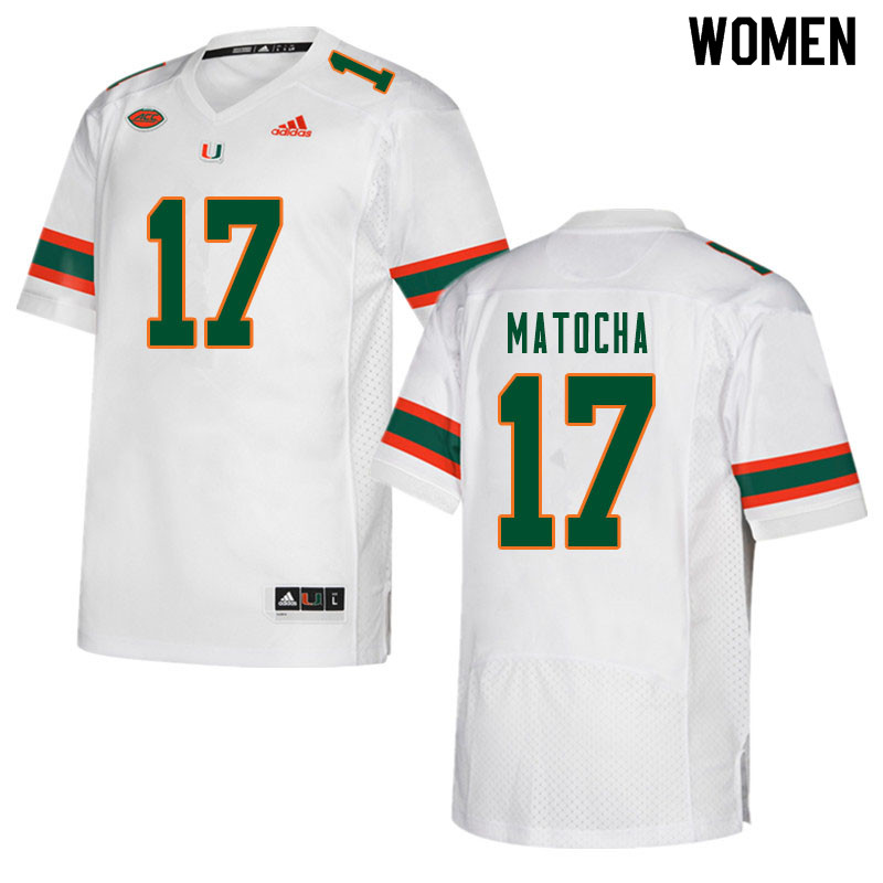 Women #17 Peyton Matocha Miami Hurricanes College Football Jerseys Sale-White